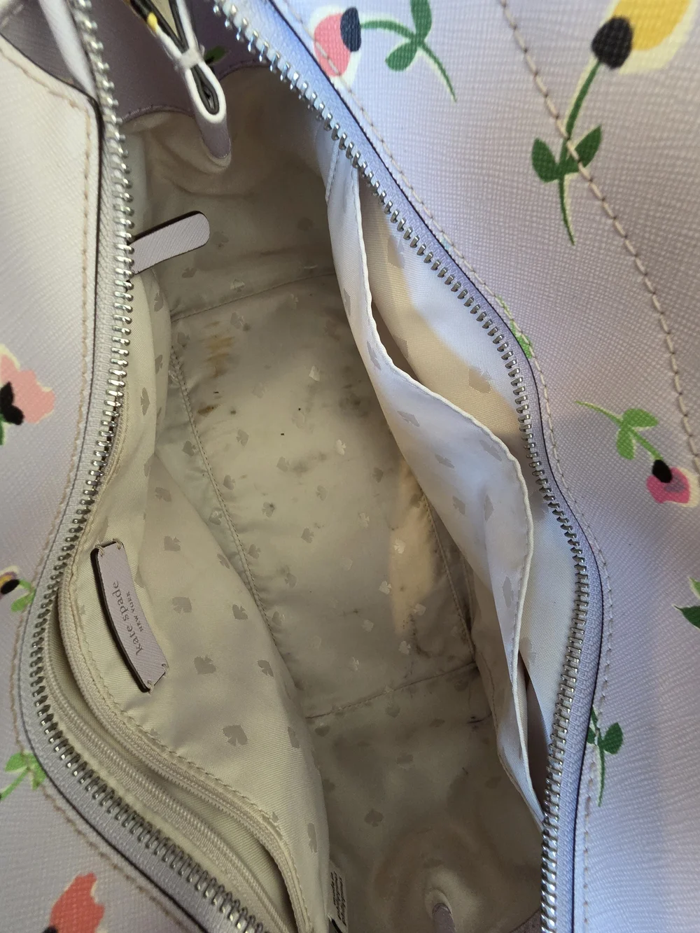 kate spade Cameron Medium Satchel in the Wildflower Ditsy lavender floral print